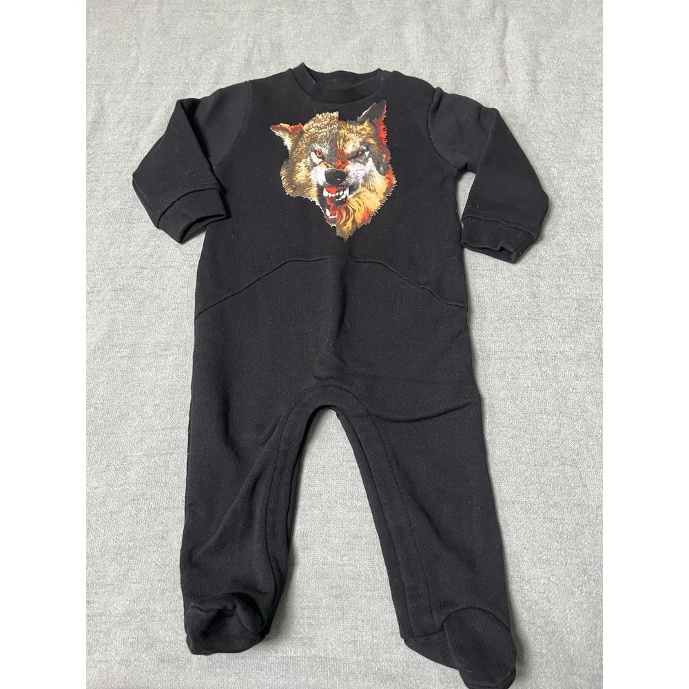 Marcelo Burlon Baby Wolf Snap Romper Black EUC SZ 6 M